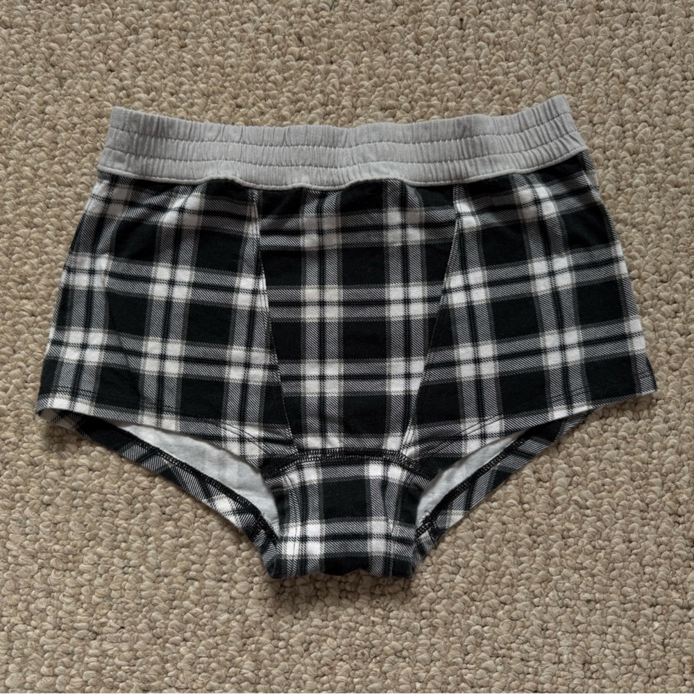 Black & White Plaid High-Waist Briefs